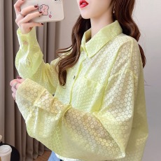 批发<b class='q'>实拍</b>涤纶设计感超火短款<b class='q'>衬衫</b>女2026外穿POLO领防晒