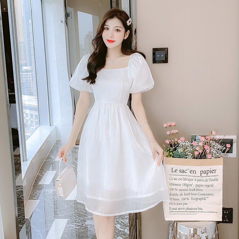 실사 프랑스식 도망자 공주 여성 드레스 슈퍼 요정 거품 소매 퍼프 달콤함 첫사랑 요정 작은 대중 여름