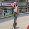 宽松阔腿高腰迷彩牛仔裤女2022年夏季新款大码胖MM显瘦裤子轮播图3