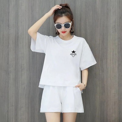 休闲时尚套装女夏季新款韩版洋气短袖T运动服短裤两件套