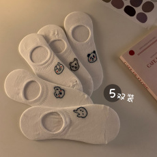 批发实拍实价~夏季白色甜美可爱卡通袜子女薄款浅口透气<b class='q'>隐形</b>短<b class='q'>袜</b>5双装