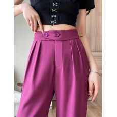 批发<b class='q'>哥</b><b class='q'>弟</b>250克＋超柔冰丝高腰垂感阔腿裤西装裤女火龙果色直筒拖地长裤