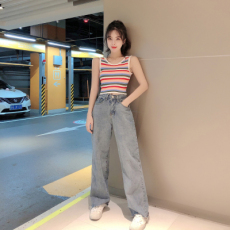 2026夏季新款彩虹条小背心女夏外穿内搭短款露脐打底无袖针织上衣