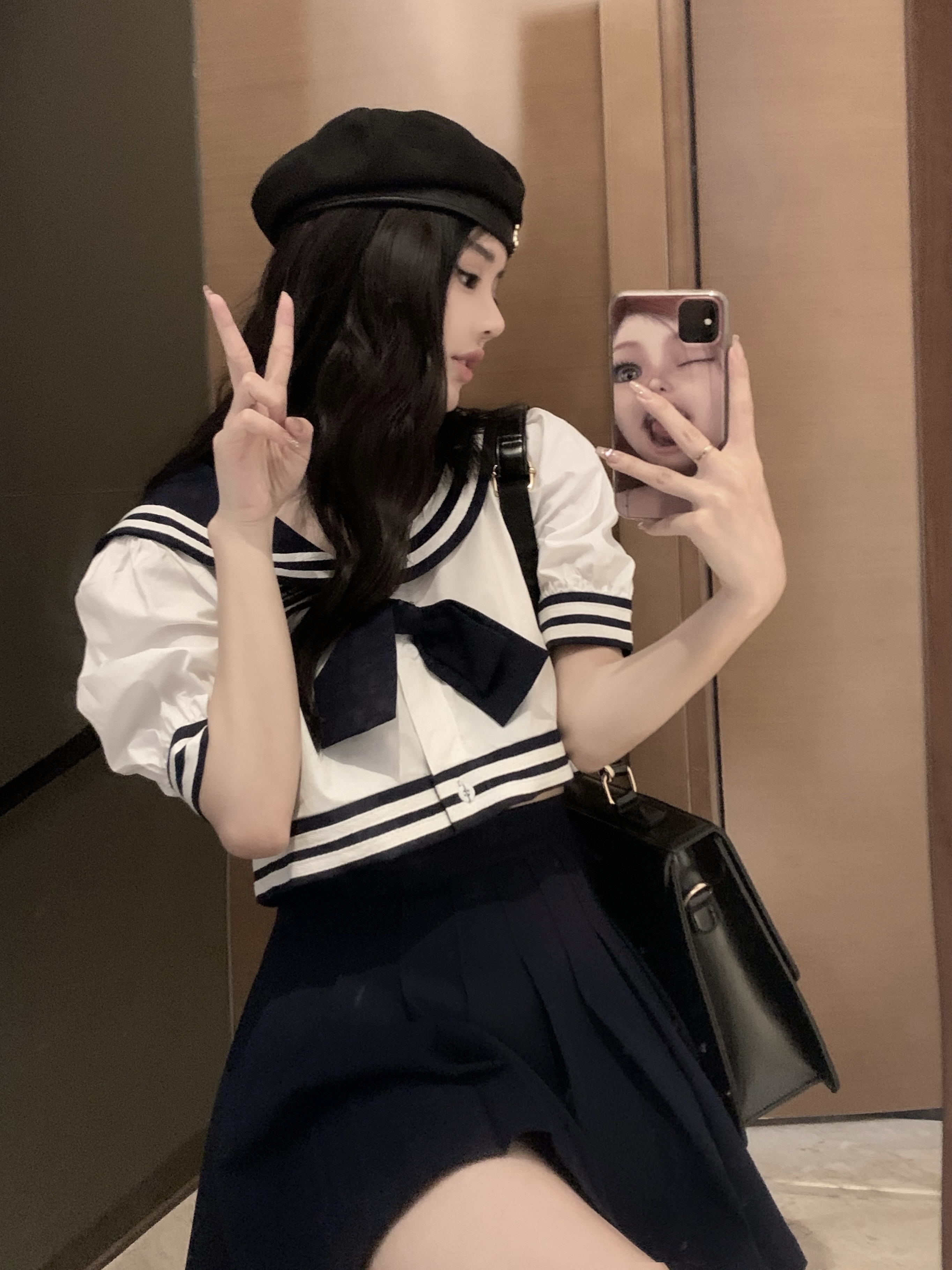 jill大姐姐淡盐系套裙挂脖抹胸花边小上衣开叉半身长裙