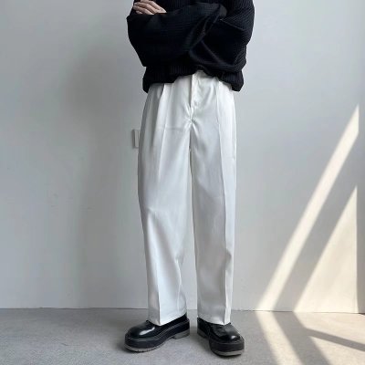 四季百搭嘻哈宽松直筒休闲裤男女ins小众欧美高街设计纯色阔腿裤
