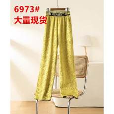 批发<b class='q'>外贸出口</b>法国意大利女装醋酸缎面提花阔腿裤女高级春夏直筒裤