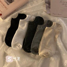 批发实拍实价纯色船<b class='q'>袜</b>女夏季薄款浅口透气夏天短<b class='q'>袜</b>防臭<b class='q'>隐形</b>袜子5双装