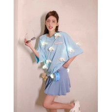 批发傅菁<b class='q'>同款</b> 满身发光立体小熊头兔子短袖T恤女情侣装上衣潮