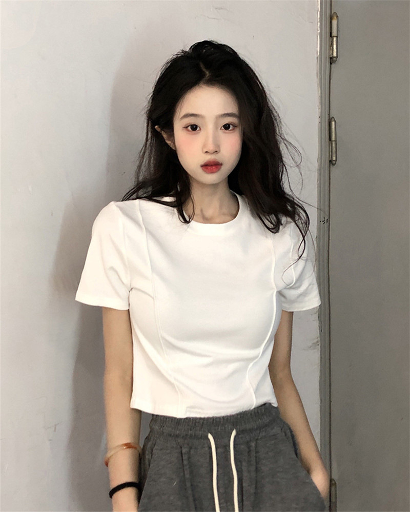 Irregular Pure Desire Hot Girl Style Design Short T-shirt Women's Summer Slim Short Sleeves