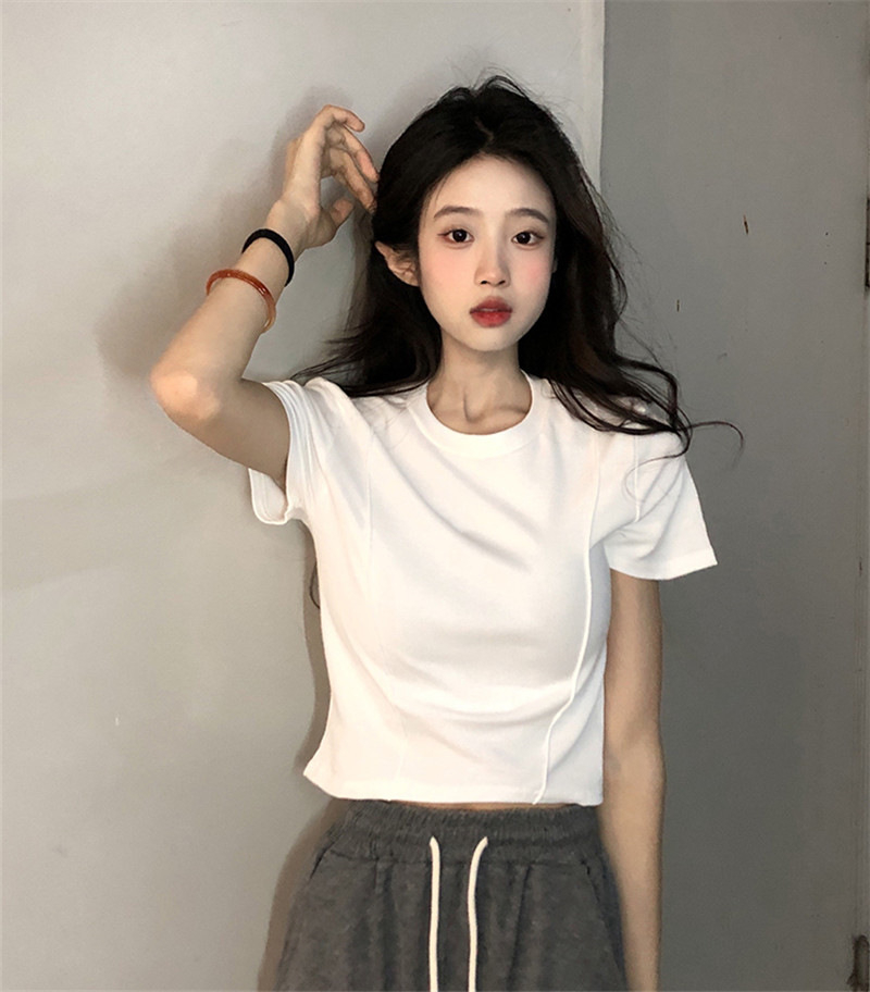 Irregular Pure Desire Hot Girl Style Design Short T-shirt Women's Summer Slim Short Sleeves