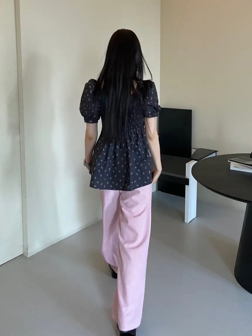 여성용 퍼프소매 반소매 셔츠 상세 이미지 20