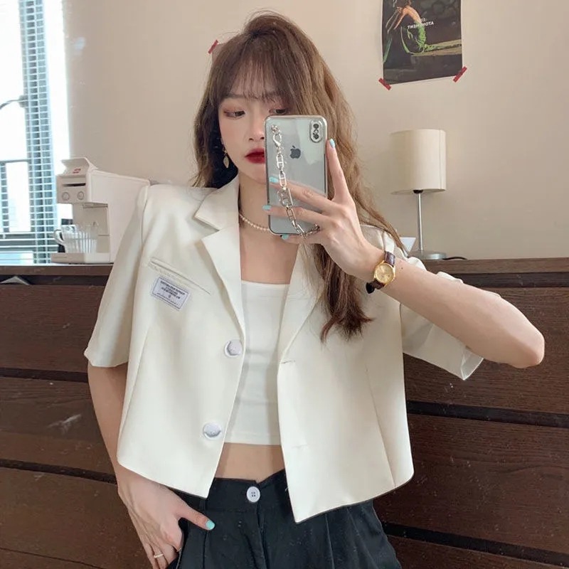 Summer thin white short suit jacket for women 2024 new style Internet celebrity fashionable small casual short-sleeved suit