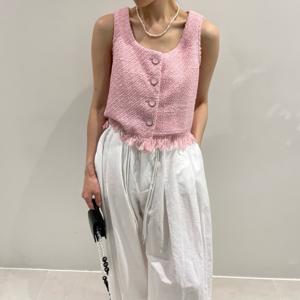 Size update Korean ins summer tassel tweed vest