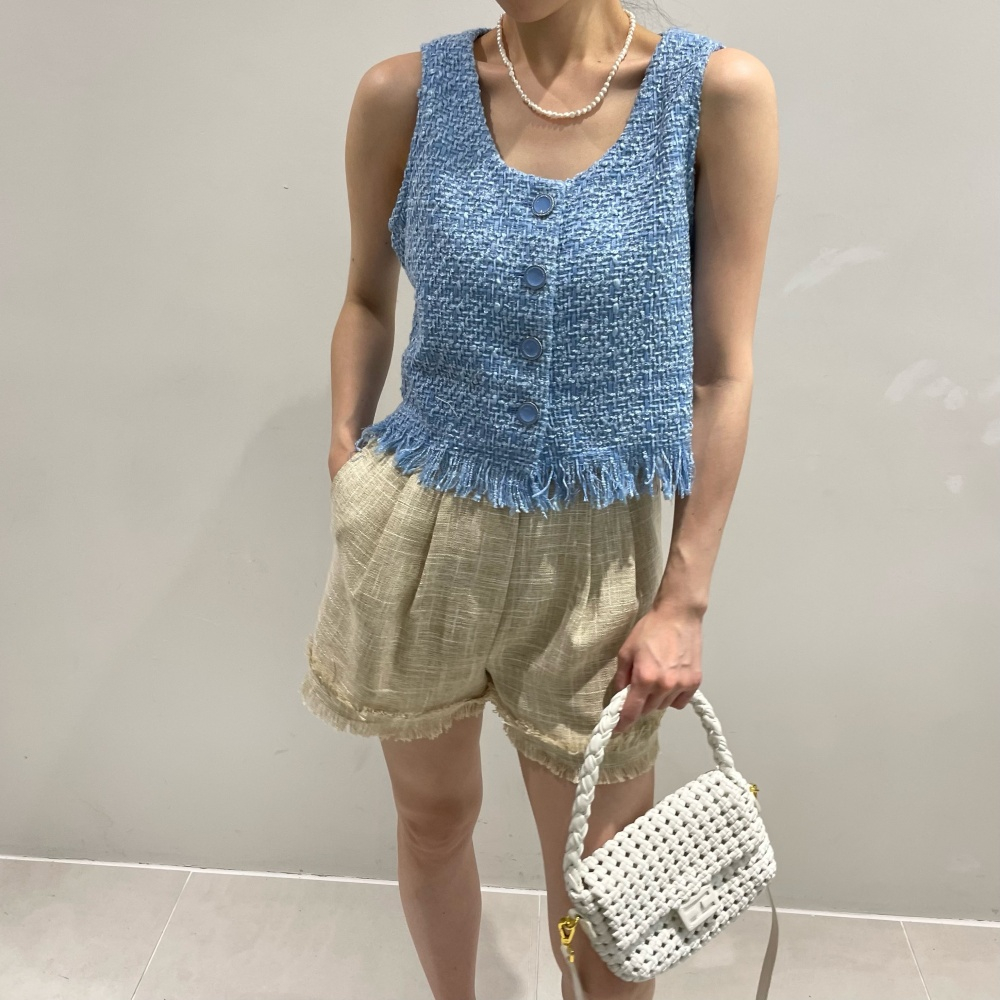 Size update Korean ins summer tassel tweed vest