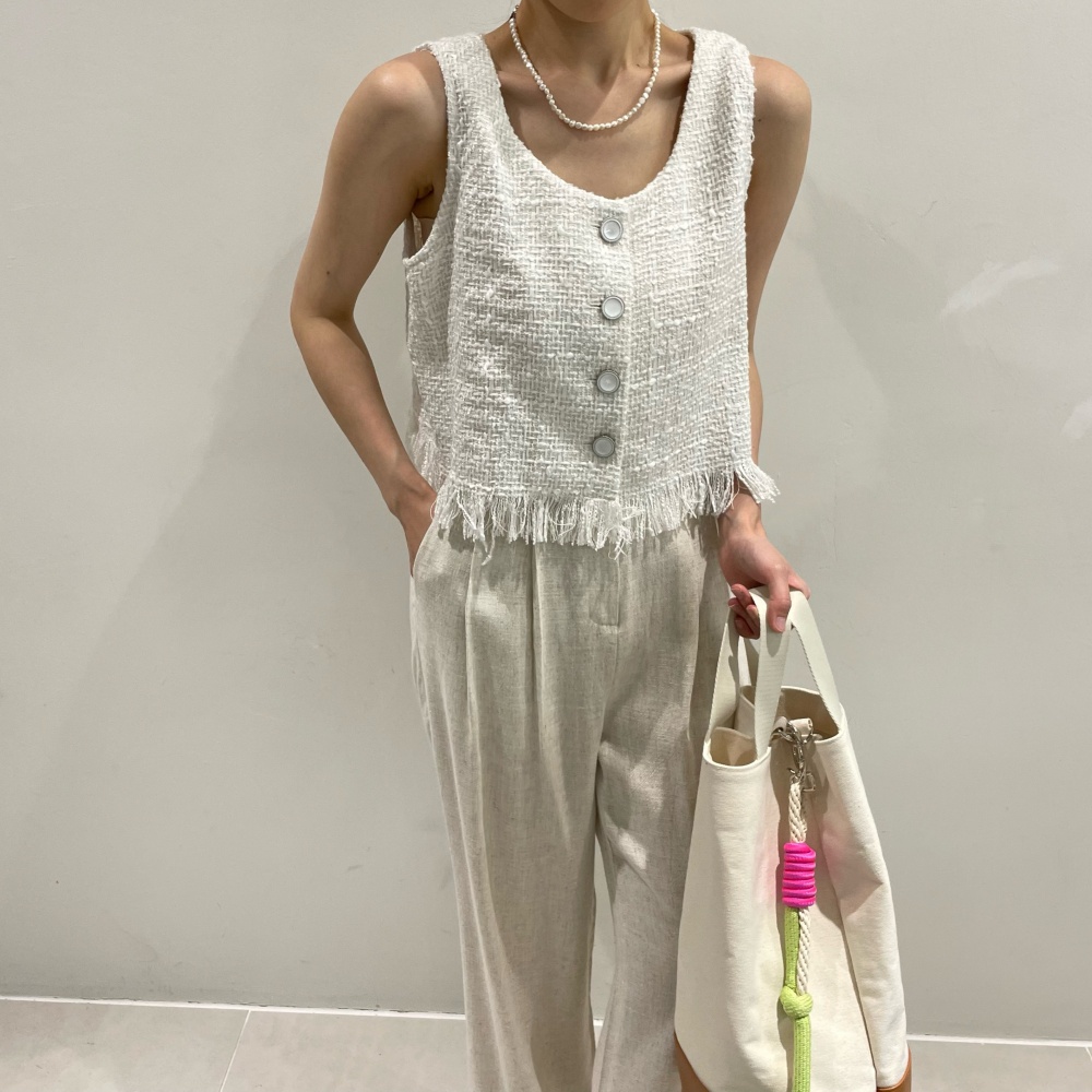 Size update Korean ins summer tassel tweed vest