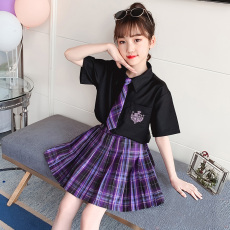 批发<b class='q'>女</b><b class='q'>童</b>裙子夏季jk电竞夏装儿童<b class='q'>连衣裙</b>公主裙中大童女孩短袖套装