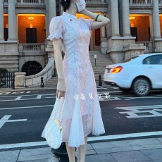 茶茉2022半城烟雨刺绣新款纯欲风超仙气质收腰显瘦少女改良旗袍