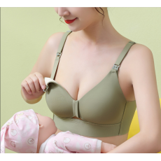 批发桑蚕丝哺乳文胸无钢圈聚拢上开扣孕期哺乳期孕妇内衣薄款