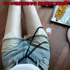 批发OKMA 牛仔短裤女夏季设计感高腰a字显瘦复古做旧裤子性感热裤辣妹