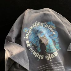 批发220克纯棉高端欧美街头嘻哈卡通重磅纯棉做旧短袖T恤男宽松美式