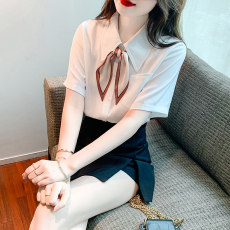 批发夏季2026<b class='q'>新款</b>衬衣职业雪纺白色短袖衬衫女士设计感上衣薄款防晒衣