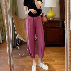 清爽透气显瘦高腰冰凉天丝萝卜裤九分哈伦休闲裤女薄款夏2022年新
