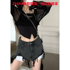 批发DREAM SEVEN77 牛仔短裤女2022年夏季新款设计感小众毛边显瘦热裤