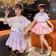 批发<b class='q'>女</b><b class='q'>童</b><b class='q'>连衣裙</b>夏装短袖套裙2026新款洋气网红星黛露儿童半身裙两件套