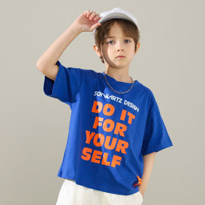 童装男童半袖T恤2022夏季新款字母印花短袖中大童韩版洋气体恤潮