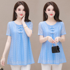 大码妈妈装中长蕾丝中长上衣