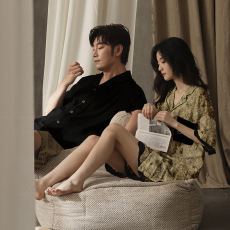 批发情侣新款睡衣女夏季冰雪丝短袖家居服女夏天薄款可爱可外穿套装