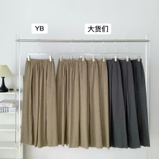 YUYUREAL-慵懒调调 亚麻阔腿裤女高腰夏季新款肌理薄款休闲拖地裤
