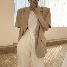 批发尺寸已更新 韩国chic 法式男友风宽松短袖上衣<b class='q'>西装</b>外套