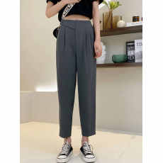 批发高质量原版做法西装裤子女夏季薄款高腰九分<b class='q'>雪纺</b>休闲烟管<b class='q'>哈伦裤</b>