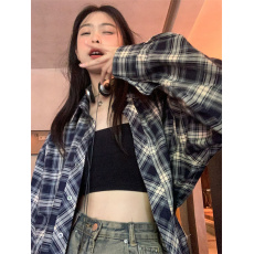 批发<b class='q'>实拍</b>实价   美式幂式穿搭格子<b class='q'>衬衫</b>宽松上衣外穿