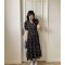 韩国chic夏季新款法式V领泡泡袖连衣裙女中长款显瘦减龄碎花裙轮播图3