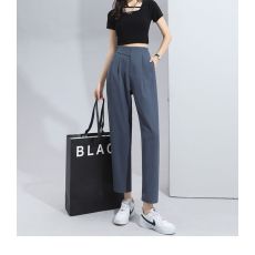 批发高质量原版做法西装裤子女夏季薄款高腰九分<b class='q'>雪纺</b>休闲烟管<b class='q'>哈伦裤</b>