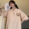 官图实价6535棉夏季新款短袖T恤女POLO领韩版宽松学院风半袖轮播图1