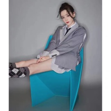 广州批发明星迪丽热巴同款两件套灰色西装外套女春秋设计感小众时尚西服潮