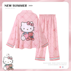 批发<b class='q'>女童</b>冰丝<b class='q'>睡衣</b>儿童春秋薄款长袖中大童套装夏季亲子装空调服家居服