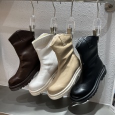 批发网红厚底短靴黑白色女瘦瘦靴短筒马丁靴骑士靴女