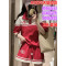 网红时尚套装女夏撞色短袖T恤刺绣字母+休闲短裤跑步运动服两件套轮播图1