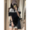 网红时尚套装女夏撞色短袖T恤刺绣字母+休闲短裤跑步运动服两件套轮播图2
