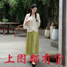 新中式国风衬衫套装女夏复古改良汉服半身裙两件套