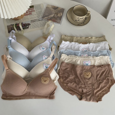 批发实拍实价<b class='q'>日系</b>薄款聚拢无钢圈<b class='q'>文胸</b><b class='q'>套装</b>少女可爱卡通胸罩收副乳内衣