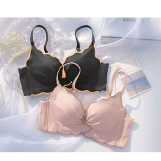 批发实拍冰丝薄聚拢套装小胸上托无钢圈收副乳胸罩少女文胸孕妇内衣女