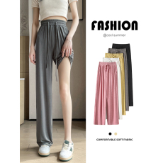 批发冰丝<b class='q'>阔腿裤</b>女夏季薄款高腰垂感灰色<b class='q'>雪纺</b>小个子休闲显瘦直筒拖地<b class='q'>裤</b>