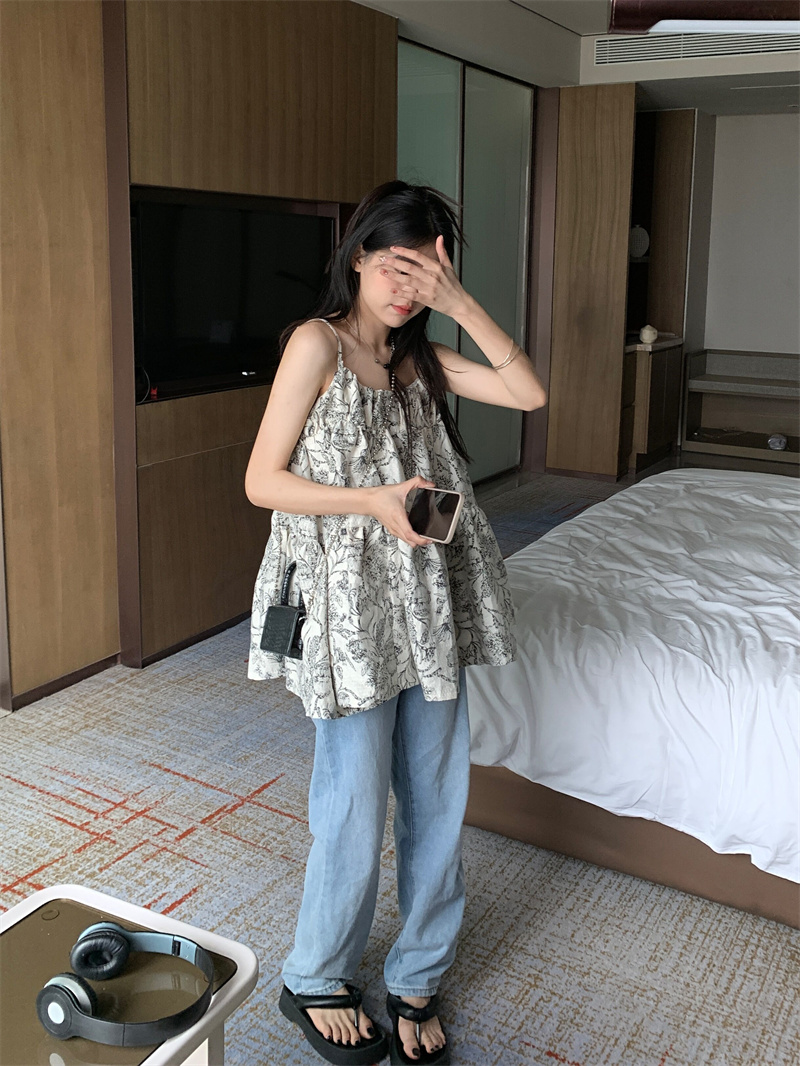Real shot, real price, summer suspender dress, high-end printed tutu skirt