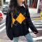 慵懒风洋气菱格日系毛衣外穿女加厚秋冬季2022年新款针织衫上衣潮轮播图1
