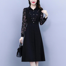 批发2026秋季大码女装<b class='q'>胖</b>mm<b class='q'>雪纺</b>碎花长袖修身显瘦遮肚子中年妈妈连衣裙